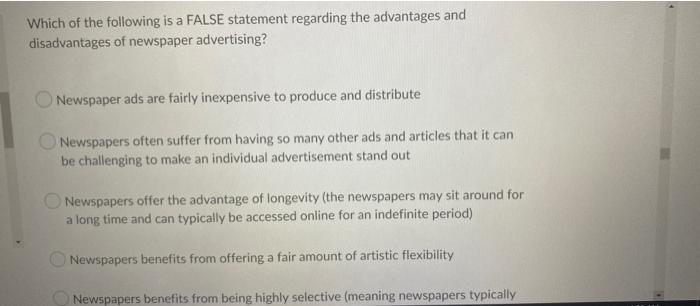 #23 Which of the following is a FALSE statement