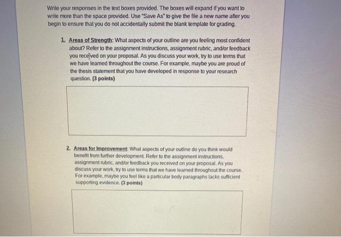 Write your responses in the text boxes provided.