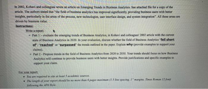 In 2002, Kohavi and colleagues wrote an article