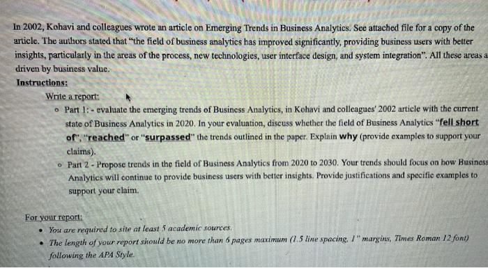 In 2002, Kohavi and colleagues wrote an article