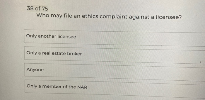 38 of 75 Who may file an ethics complaint against