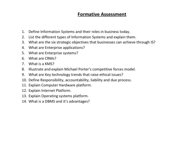 Formative Assessment 1. Define Information