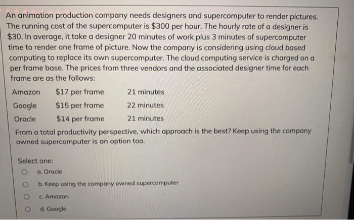 An animation production company needs designers