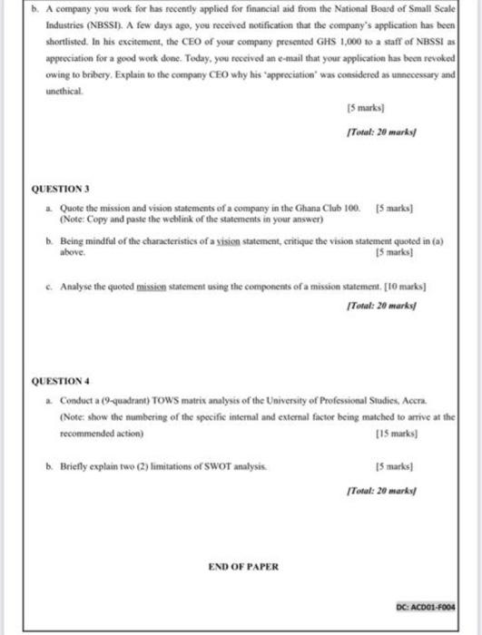 b. A company you work for has recently applied