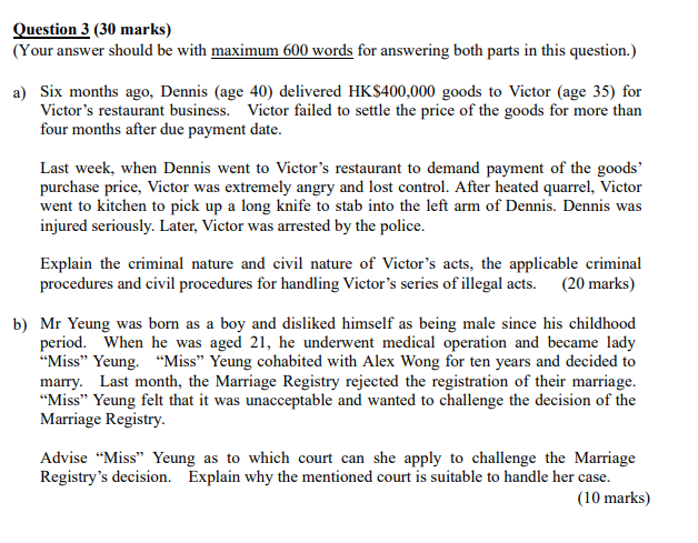 THE FOLLOWING IS ABOUT HONG KONG LAW Question 3