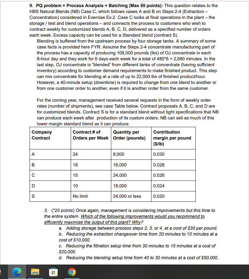 1 II. PQ problem + Process Analysis + Batching