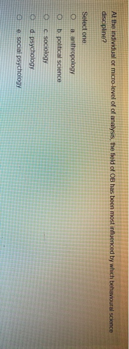 At the individual or micro-level of of analysis,