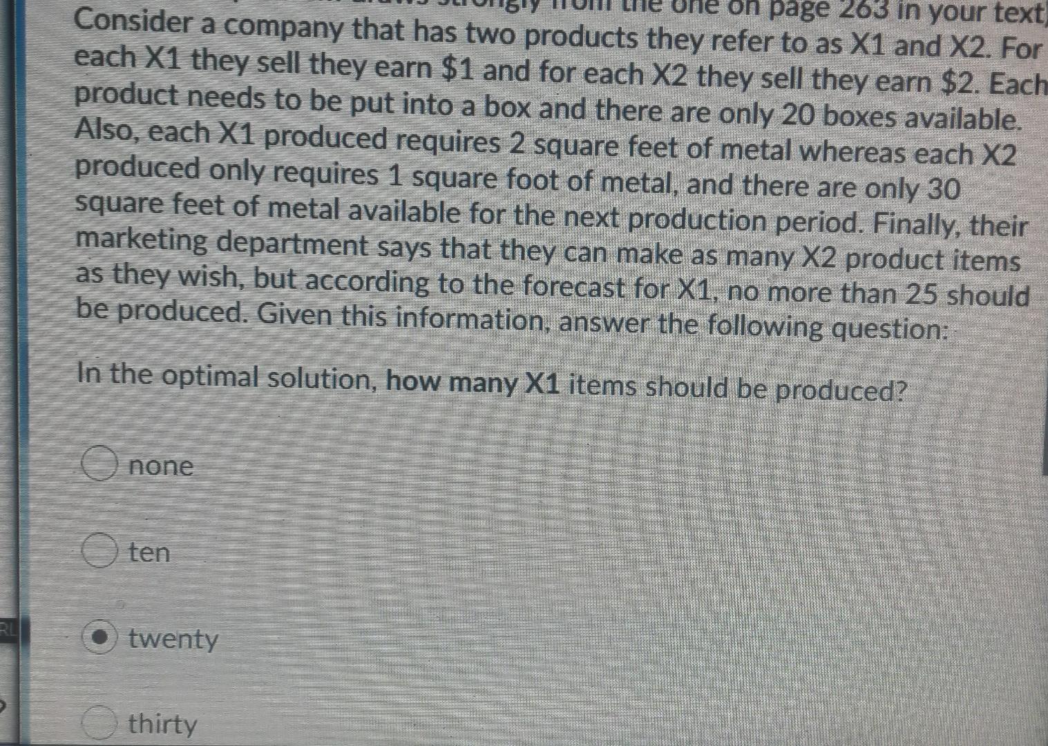 One on page 263 in your text Consider a company