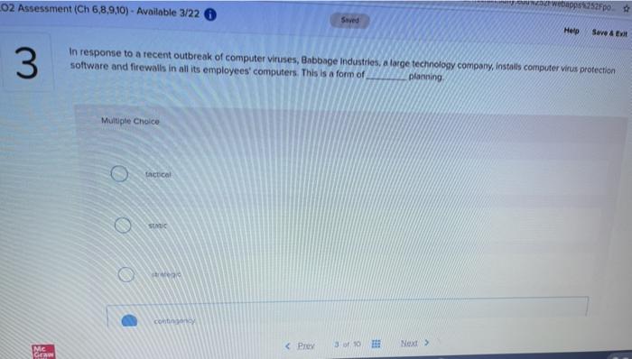 LO2 Assessment (CH 6,8,9,10) - Available 3/22 6