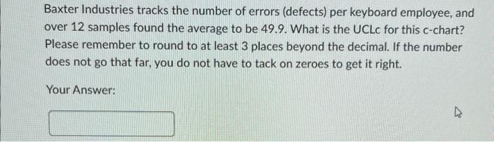 Baxter Industries tracks the number of errors