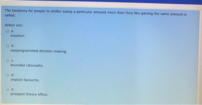 The tendency for people to dislike losing a