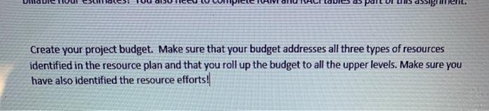 Create your project budget. Make sure that your