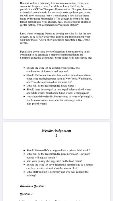 Dennis Gordon, a nationally known wine