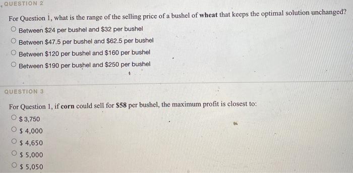 please answer all s.t. Farmer Leary grows wheat