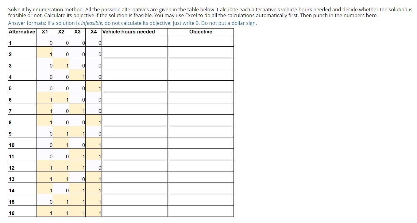 Solve it by enumeration method. All the possible