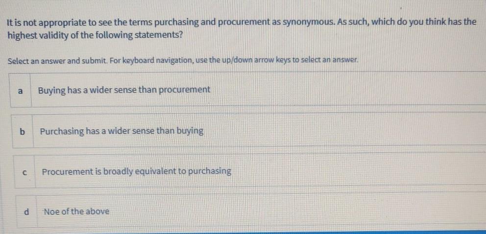 It is not appropriate to see the terms purchasing