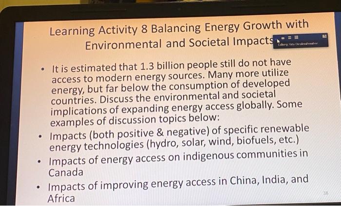 alga Odder Learning Activity 8 Balancing Energy