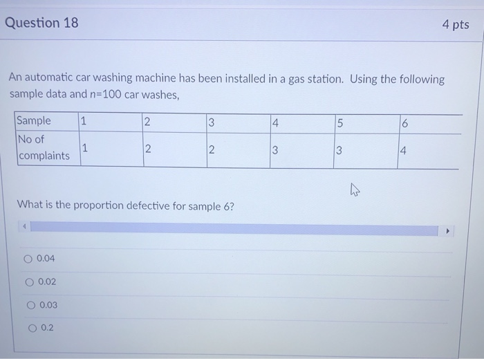 Question 18 4 pts An automatic car washing