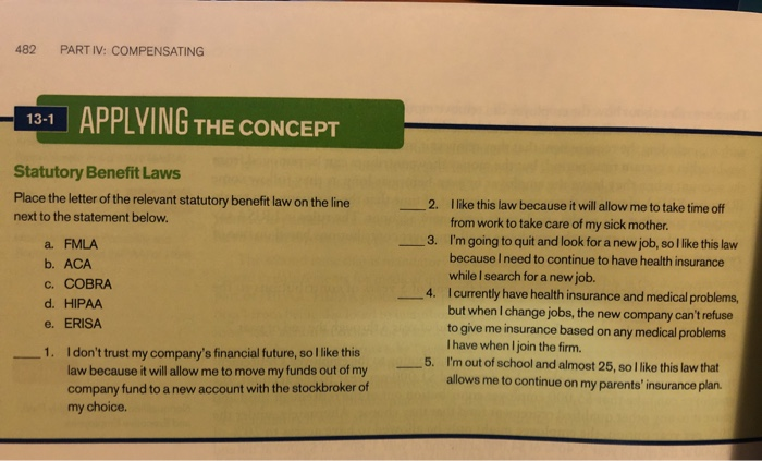 482 PARTIV: COMPENSATING -13-1 APPLYING THE