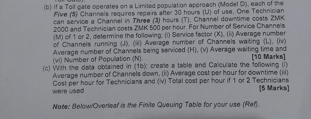 (b) If a Toll gate operates on a Limited