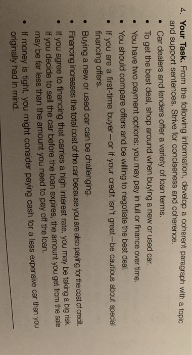 4. Your Task. From the following information,