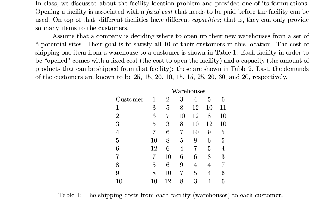 1)Formulate the problem mathematically. Be