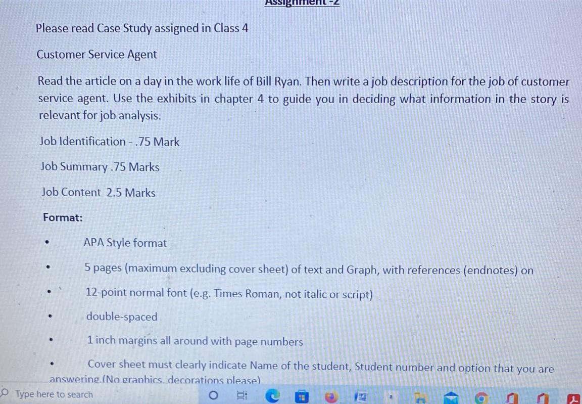 8nment Please read Case Study assigned in Class 4