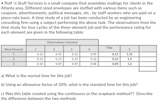 Puff 'n Stuff Services is a small company that