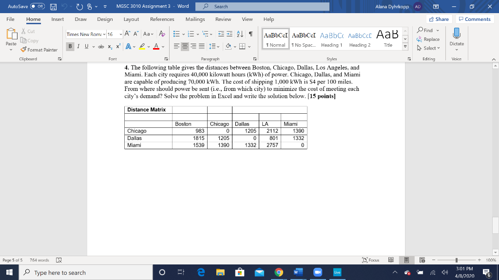 AutoSave on H 2 0 S MGSC 3010 Assignment 3 - Word