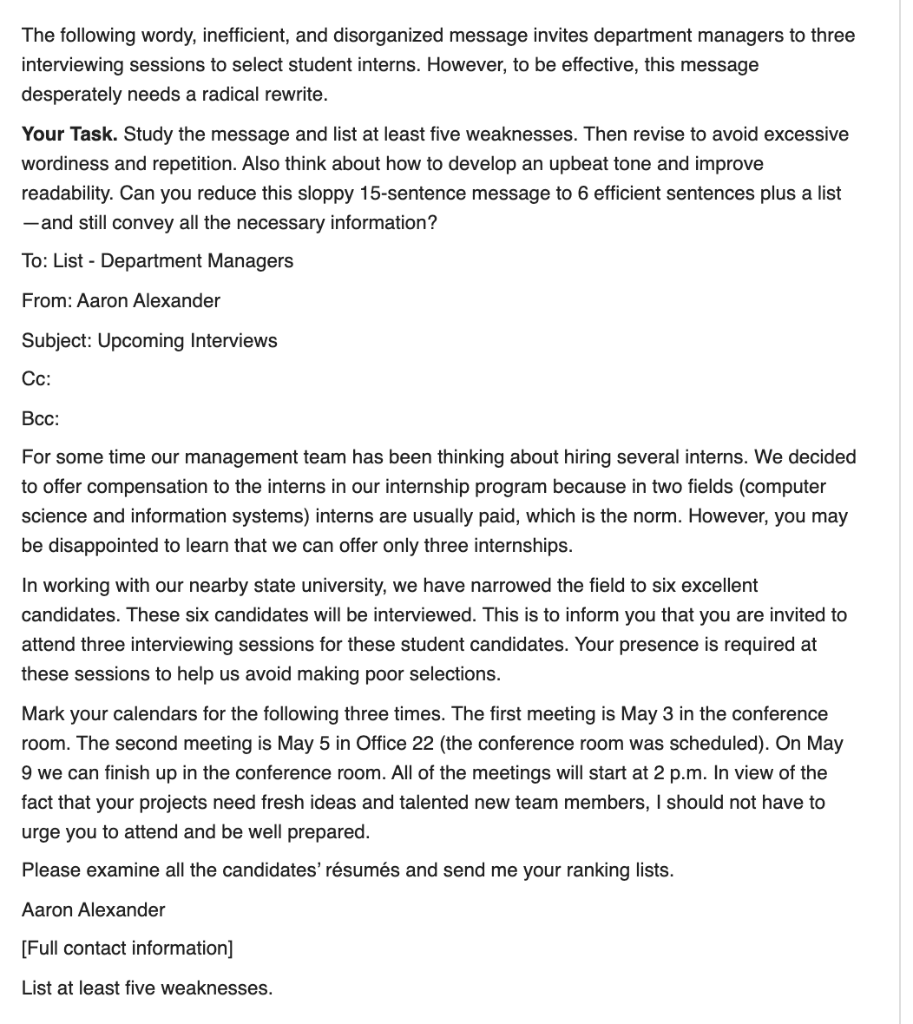 Write the response in a memo format not an email