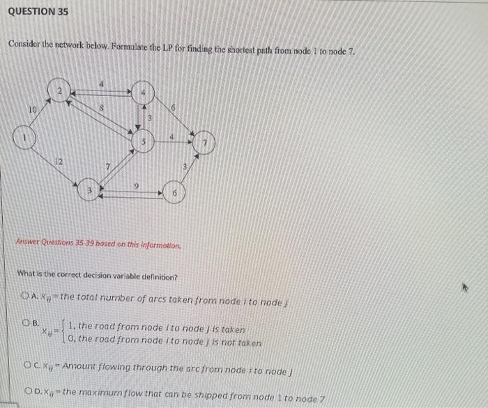 QUESTION 35 Consider the network below. Formulate