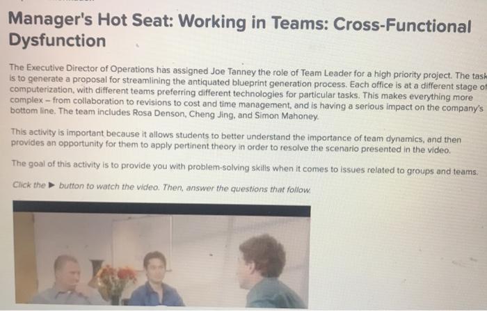 Manager's Hot Seat: Working in Teams: