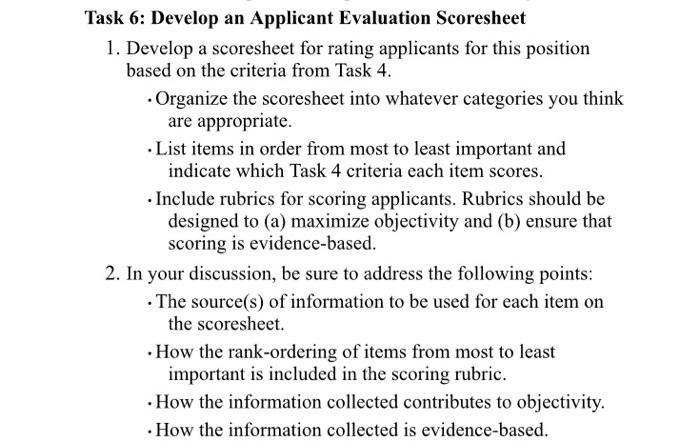 Devlop a applicant evaluation screenshort Task 6: