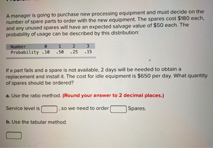 A manager is going to purchase new processing