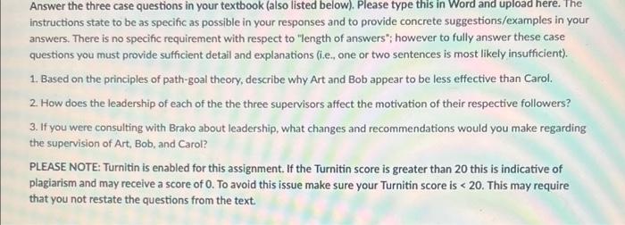 Answer the three case questions in your textbook