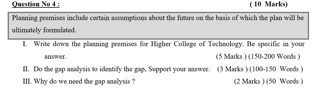 Question No 4: (10 Marks) Planning premises