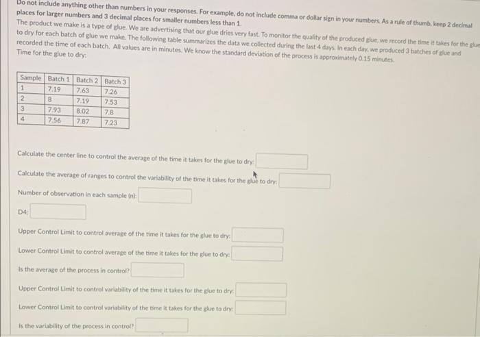 fill in blanks Do not include anything other than