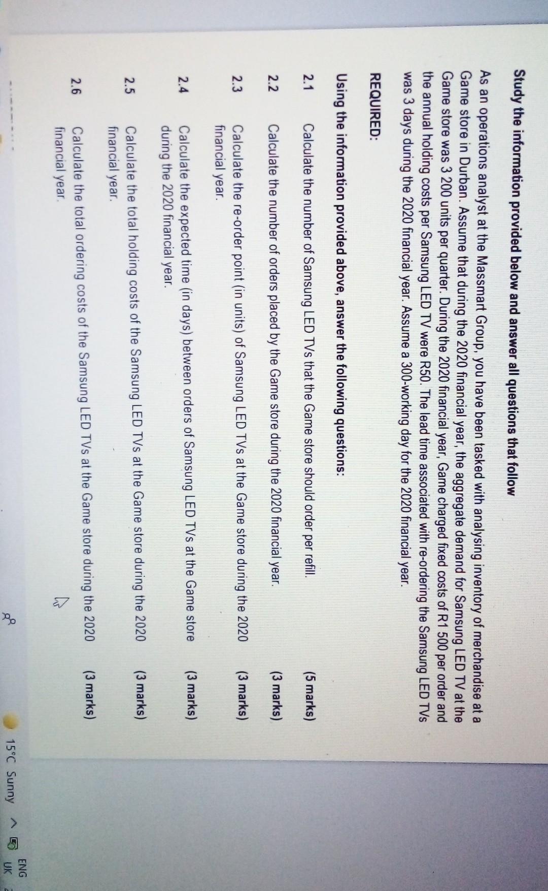 Study the information provided below and answer