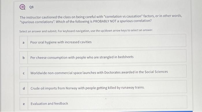 Q8 The instructor cautioned the class on being
