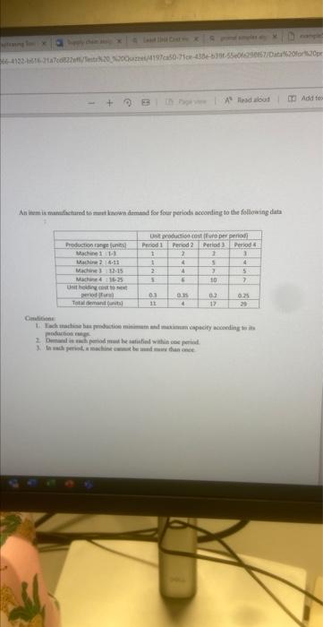 An insm is marafactured to mert ksown demand foe