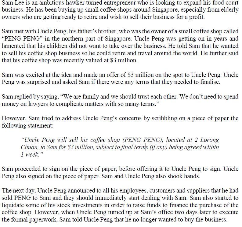 Explain whether there is a valid contract between