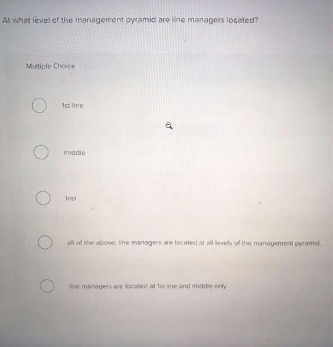 At what level of the management pyramid are line
