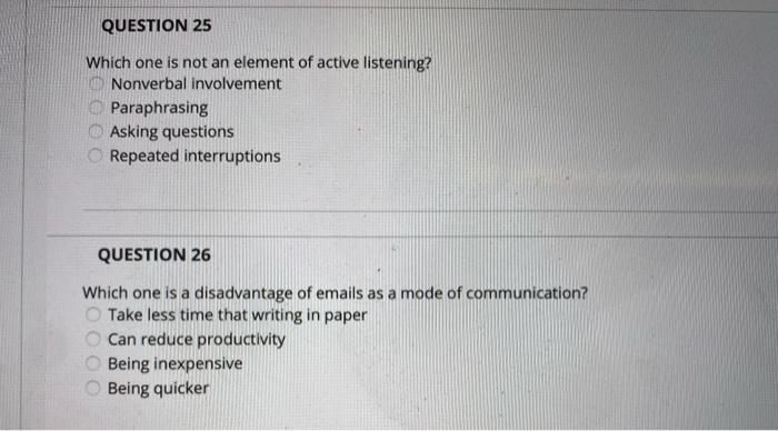 QUESTION 25 Which one is not an element of active