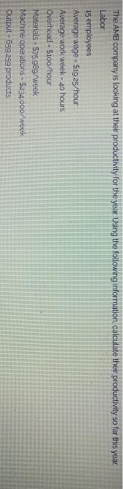 The AMB company is looking at their productivity