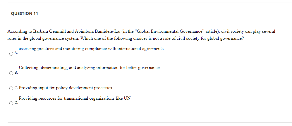 QUESTION 11 According to Barbara Gemmill and