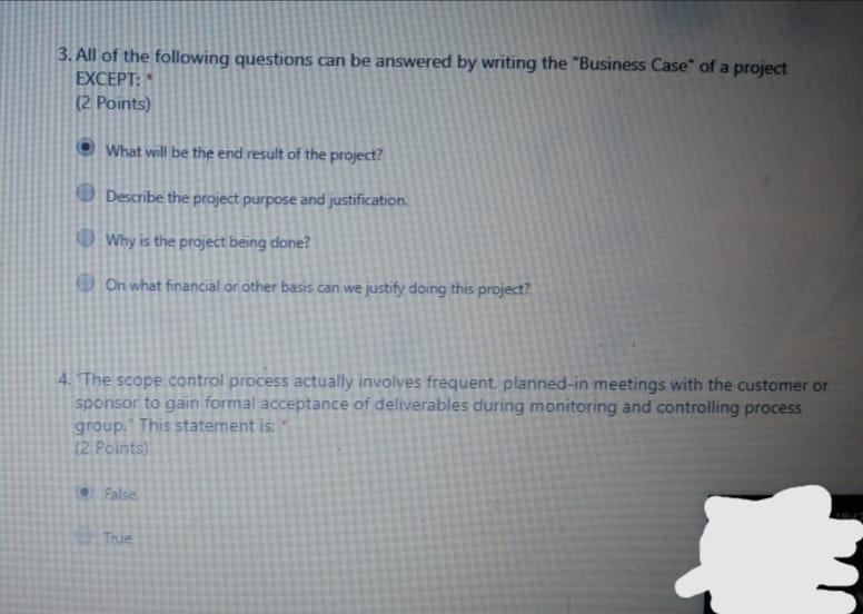 3. All of the following questions can be answered