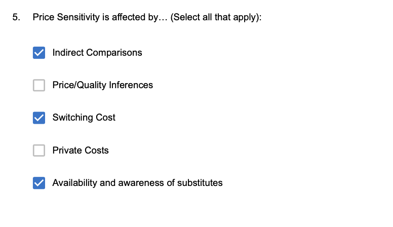 I need help with these three questions. 5. Price