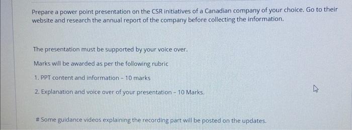 dont copy Prepare a power point presentation on