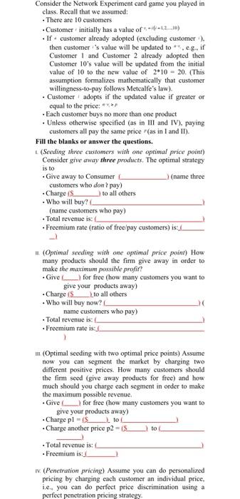 Consider the Network Experiment card game you