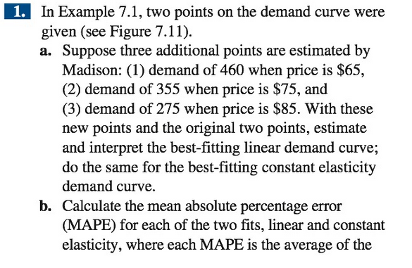 1. In Example 7.1, two points on the demand curve